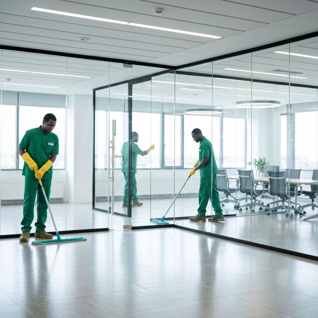 Professional cleaning team at work